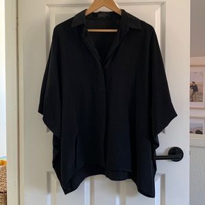 Hatch Circle Blouse. Black silk. OS